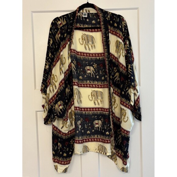Harem Pants Sweaters - Harem Pants Elephant Bliss Kimono Cardigan in Black Unisex - Flaw